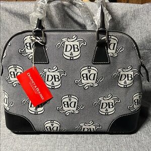 NWT Dooney & Bourke Dome Black and Gray Satchel with wristlet and keyring